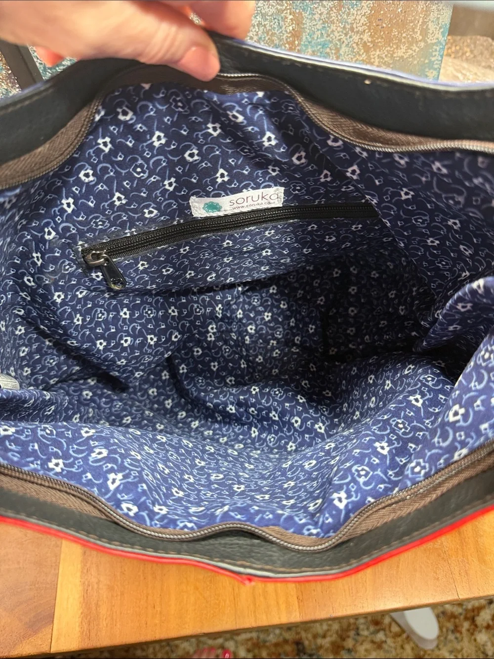 Soruka Minimalist‎ 2010’s Colorblock Genuine Leather Hobo Bag EUC